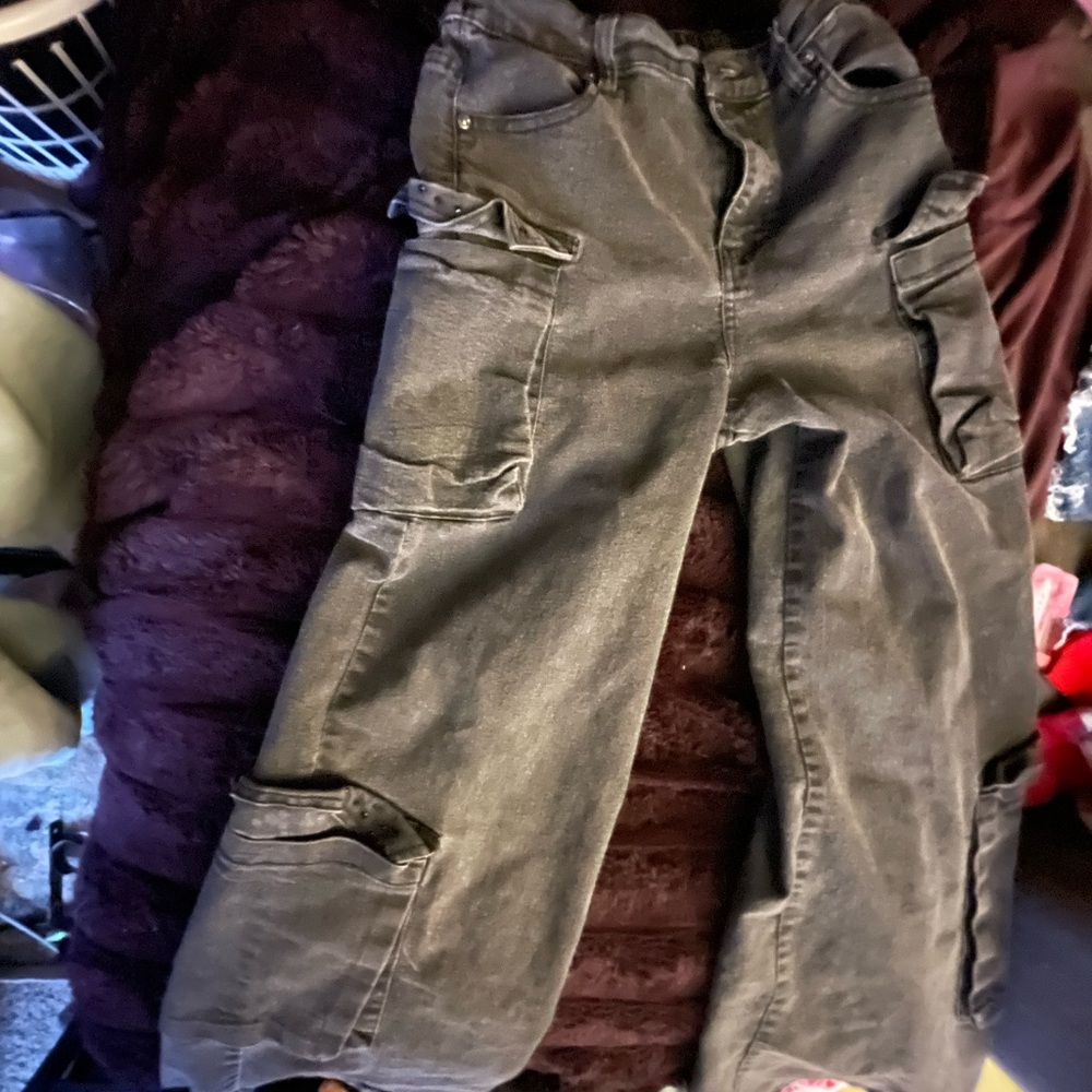 Kids Black Cargo Overalls - Utility Pocket Bottoms